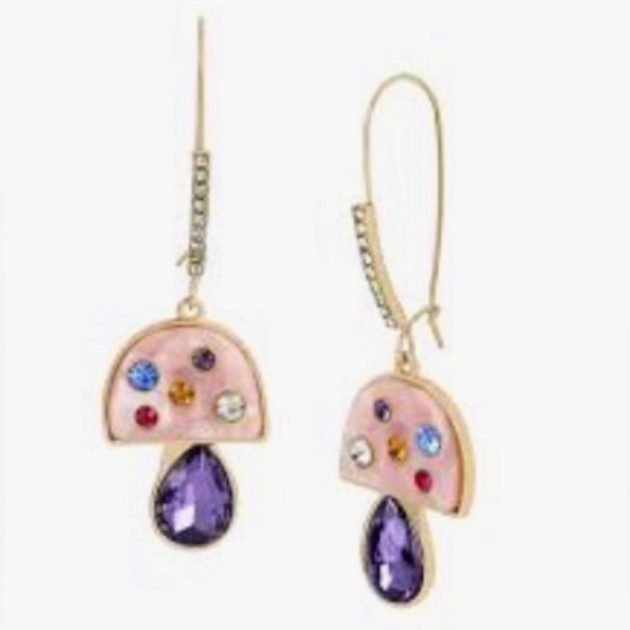 NIB BETSEY JOHNSON EMBELLISHED MUSHROOM DANGLE EARRINGS - Picture 4 of 7